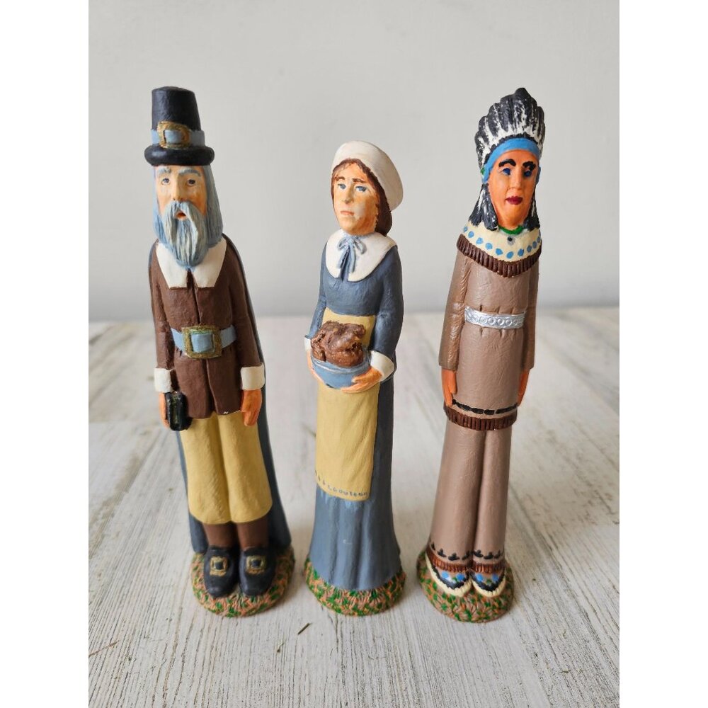 Vintage pencil pilgrim Thanksgiving in the‎ end plaster decor set couple